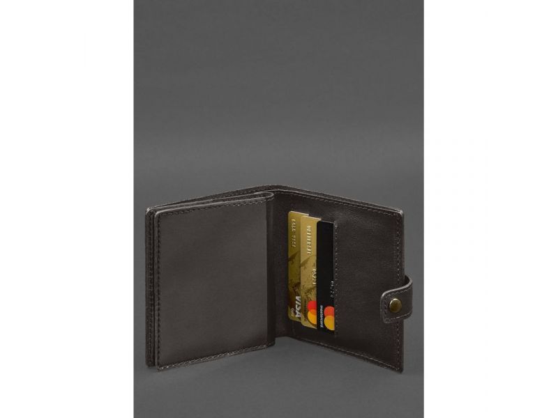 Кожаная обложка-портмоне для военного билета офицера запаса (широкий документ) Темно-коричневый, фото 6