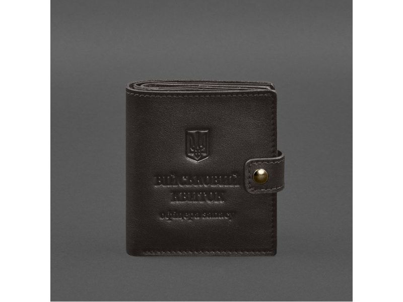 Кожаная обложка-портмоне для военного билета офицера запаса (широкий документ) Темно-коричневый, фото 8