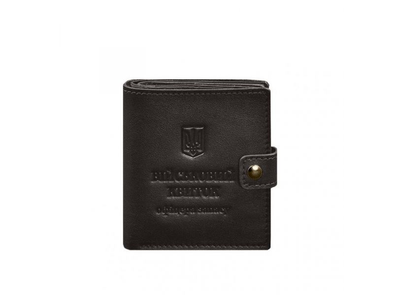 Кожаная обложка-портмоне для военного билета офицера запаса (широкий документ) Темно-коричневый, фото 9