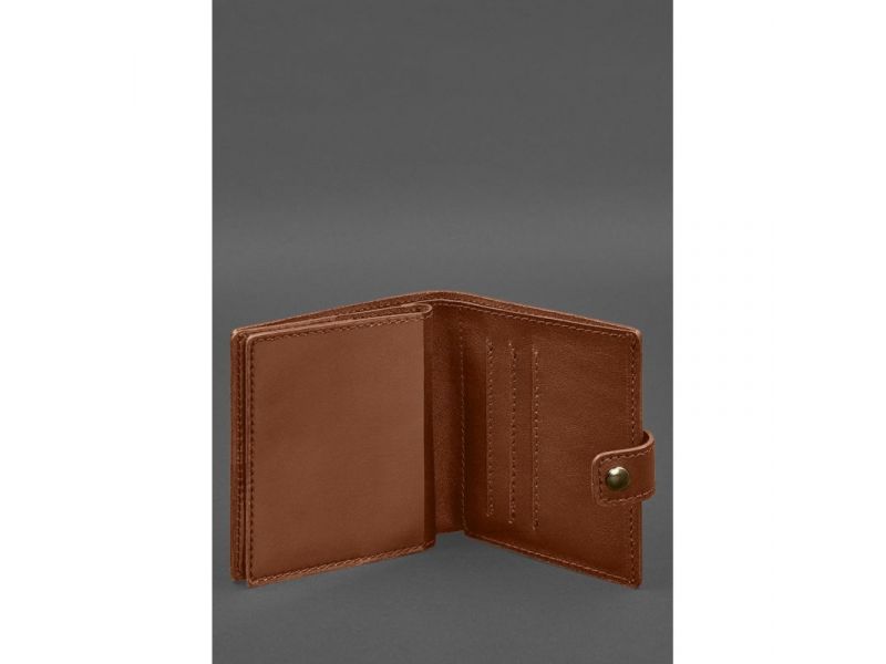 Кожаная обложка-портмоне для военного билета офицера запаса (широкий документ) Светло-коричневый, фото 5