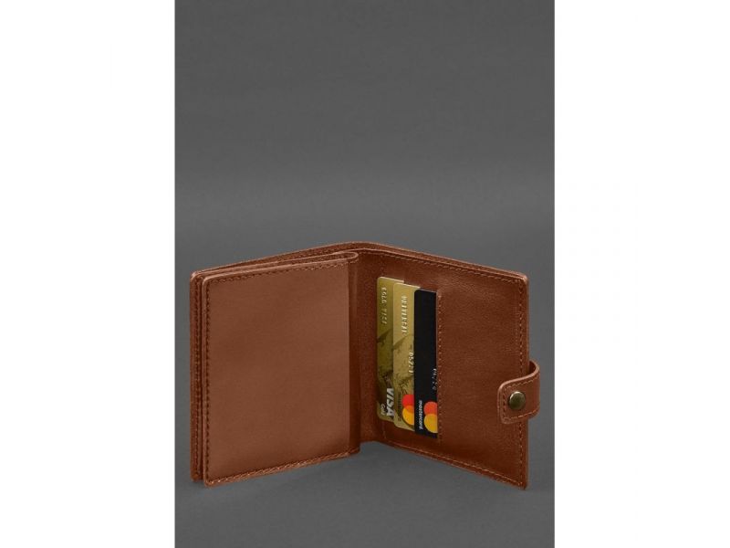 Кожаная обложка-портмоне для военного билета офицера запаса (широкий документ) Светло-коричневый, фото 6