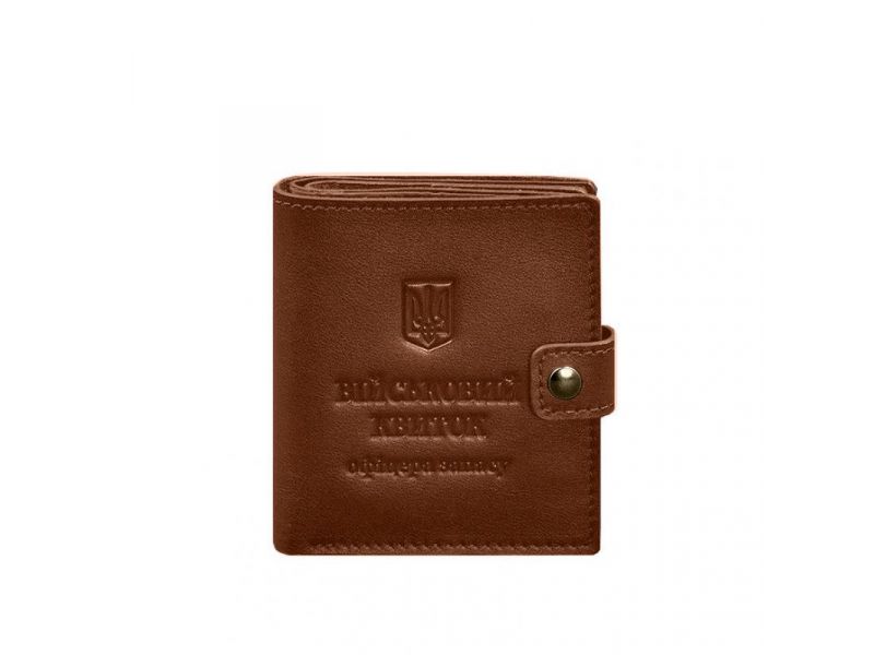 Кожаная обложка-портмоне для военного билета офицера запаса (широкий документ) Светло-коричневый, фото 9