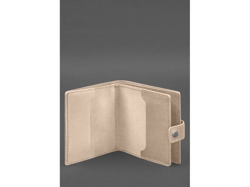Кожаная обложка-портмоне для военного билета офицера запаса (широкий документ) Светло-бежевый, фото 2