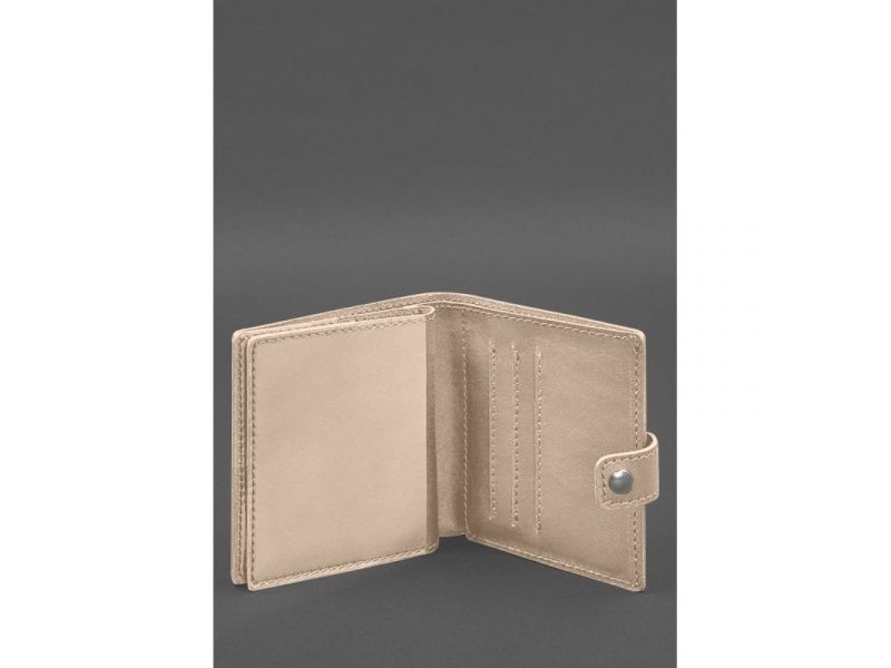 Кожаная обложка-портмоне для военного билета офицера запаса (широкий документ) Светло-бежевый, фото 5