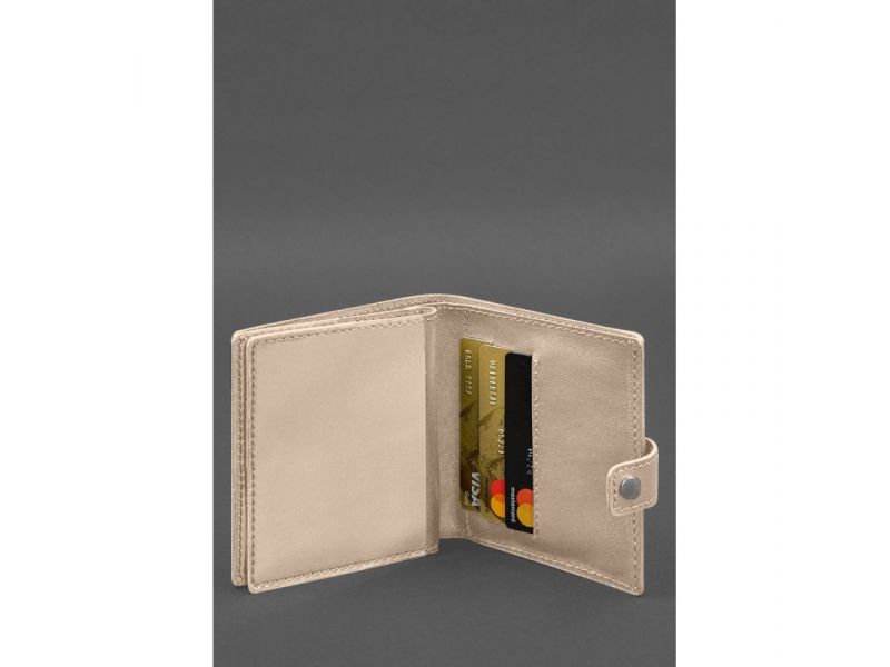 Кожаная обложка-портмоне для военного билета офицера запаса (широкий документ) Светло-бежевый, фото 6
