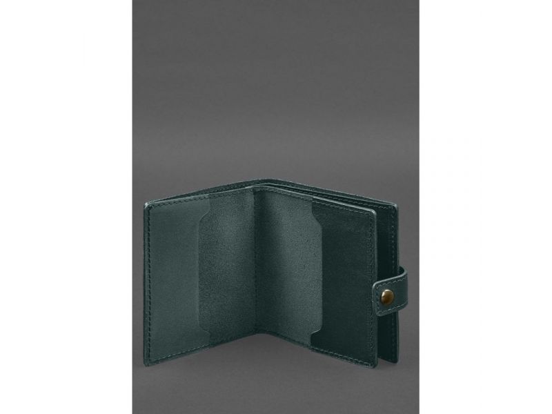 Кожаная обложка-портмоне для военного билета офицера запаса (широкий документ) Зеленый, фото 2