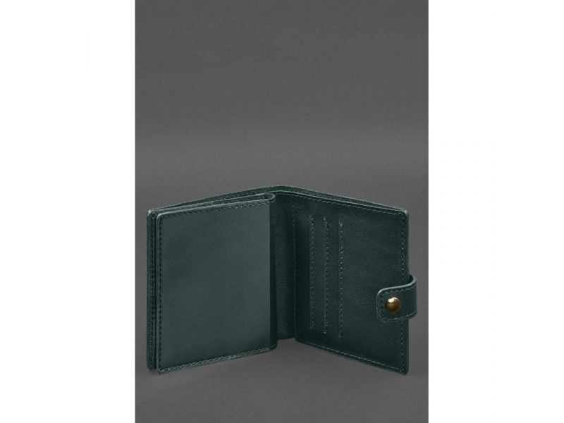 Кожаная обложка-портмоне для военного билета офицера запаса (широкий документ) Зеленый, фото 5