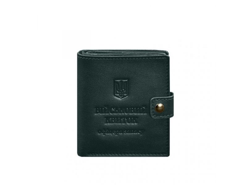 Кожаная обложка-портмоне для военного билета офицера запаса (широкий документ) Зеленый, фото 9