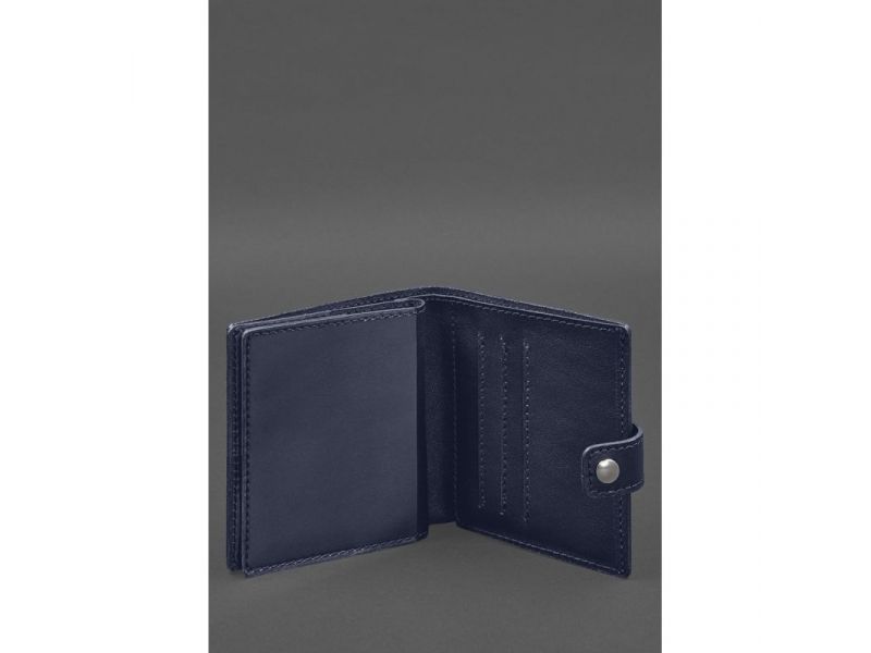 Кожаная обложка-портмоне для военного билета офицера запаса (широкий документ) Синий, фото 5