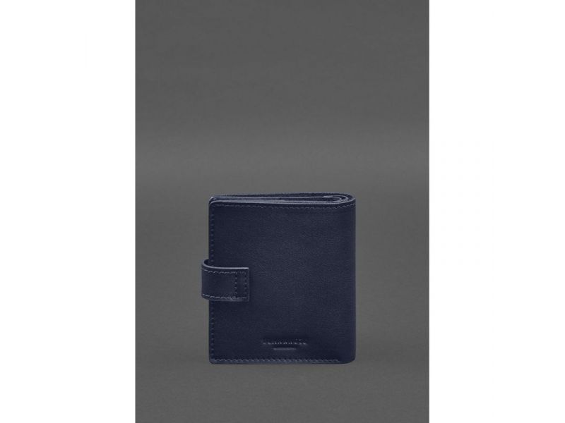 Кожаная обложка-портмоне для военного билета офицера запаса (широкий документ) Синий, фото 7