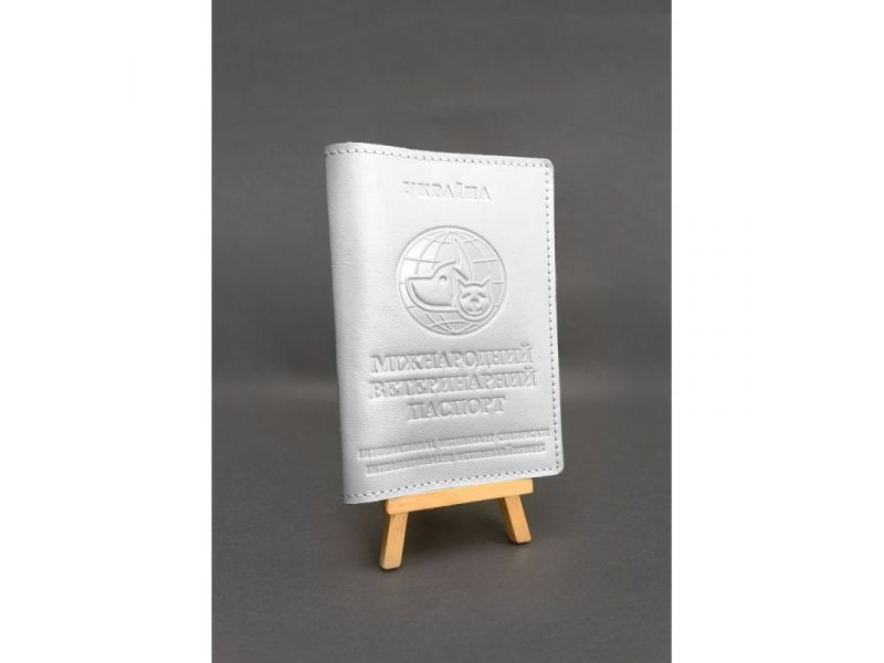 Кожаная обложка на ветеринарный паспорт белая, фото 1