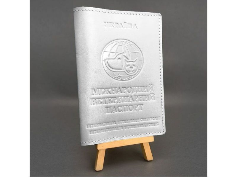 Кожаная обложка на ветеринарный паспорт белая, фото 4