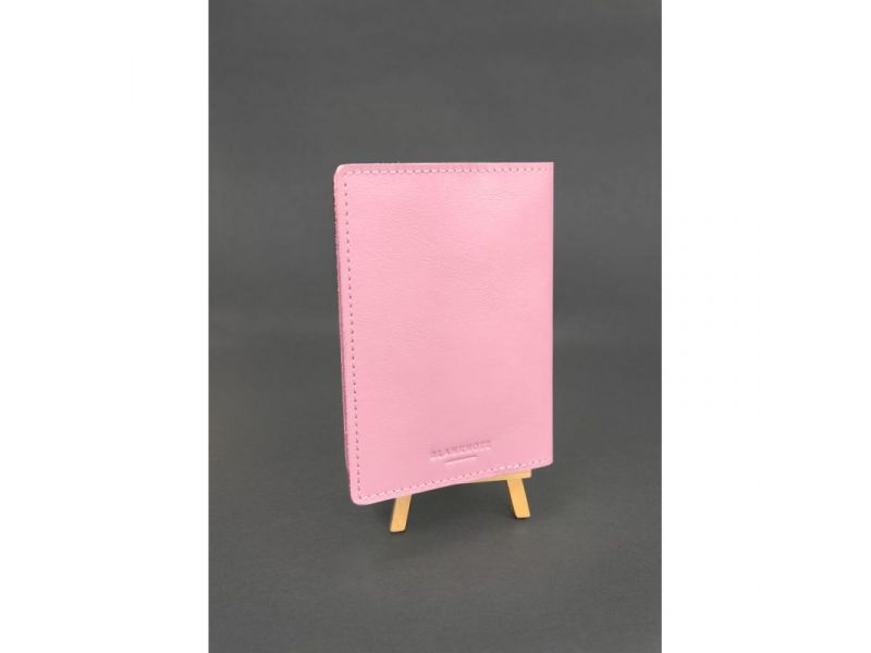 Кожаная обложка на ветеринарный паспорт розовая, фото 2