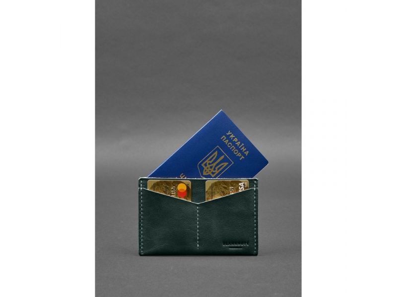 Кожаная обложка-органайзер для документов 6.2 зеленый краст, фото 3