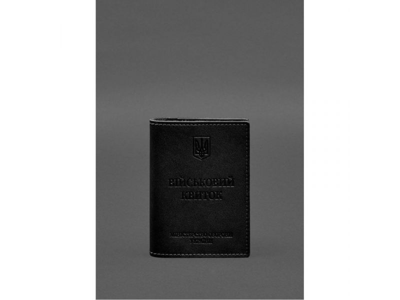 Кожаная обложка для военного билета с карманами 7.2 черный краст, фото 1