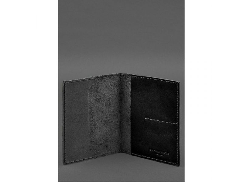 Кожаная обложка для военного билета с карманами 7.2 черный краст, фото 2