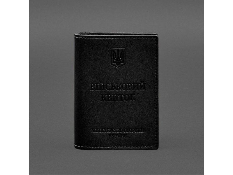 Кожаная обложка для военного билета с карманами 7.2 черный краст, фото 8