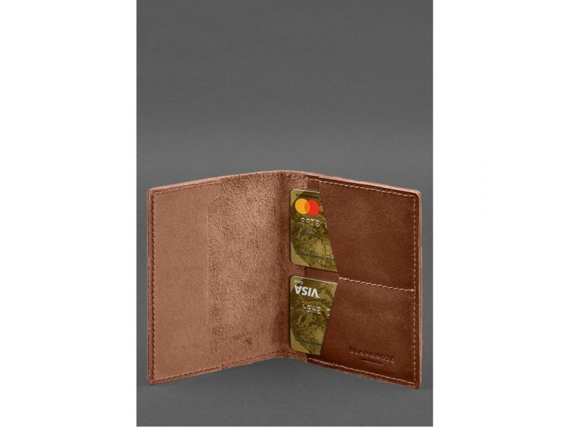 Кожаная обложка для военного билета с карманами 7.2 светло-коричневый краст, фото 5