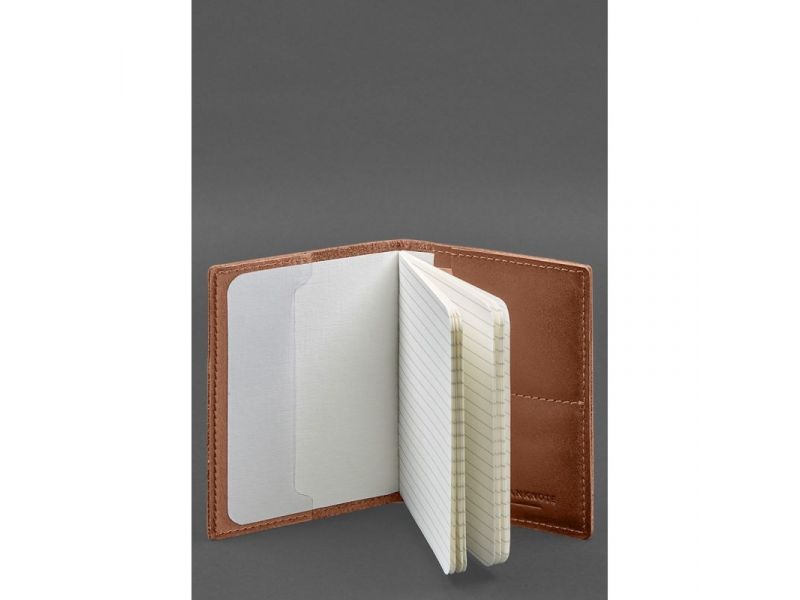 Кожаная обложка для военного билета с карманами 7.2 светло-коричневый краст, фото 6