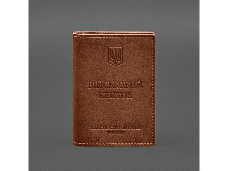 Кожаная обложка для военного билета с карманами 7.2 светло-коричневый краст, фото 8