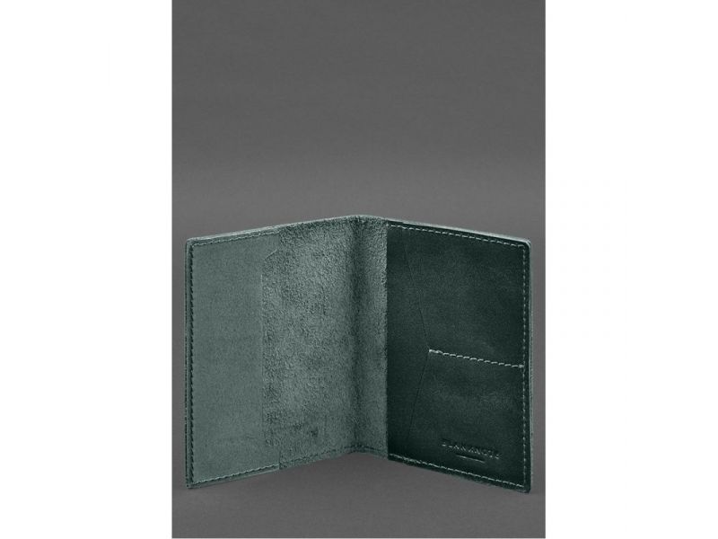 Кожаная обложка для военного билета с карманами 7.2 зеленый краст, фото 2