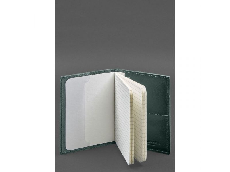 Кожаная обложка для военного билета с карманами 7.2 зеленый краст, фото 6