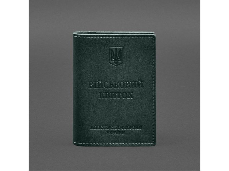 Кожаная обложка для военного билета с карманами 7.2 зеленый краст, фото 8