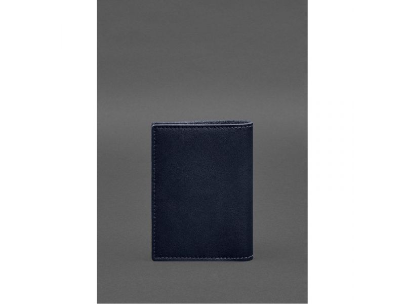 Кожаная обложка для военного билета с карманами 7.2 синий краст, фото 7