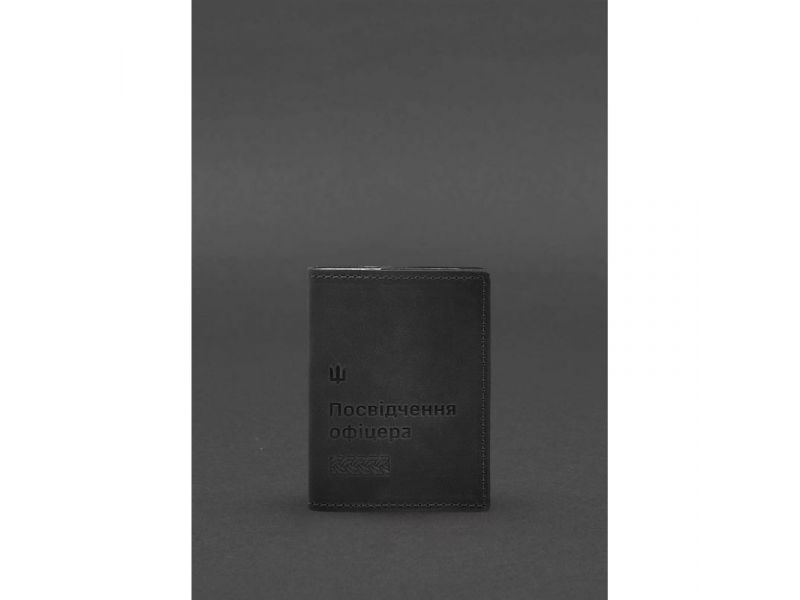 Кожаная обложка для удостоверения офицера 9.2 Черная Crazy Horse, фото 1