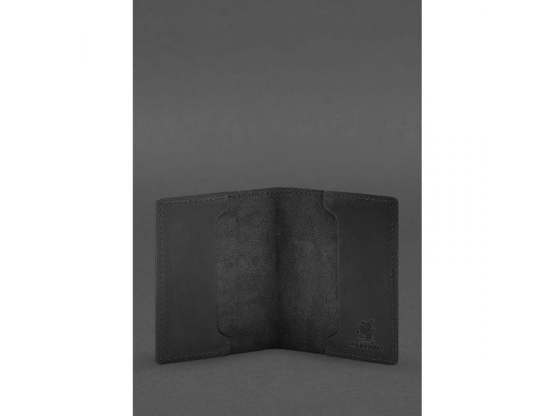 Кожаная обложка для удостоверения офицера 9.2 Черная Crazy Horse, фото 3