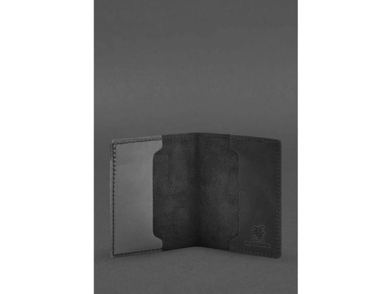 Кожаная обложка для удостоверения офицера 9.2 Черная Crazy Horse, фото 2