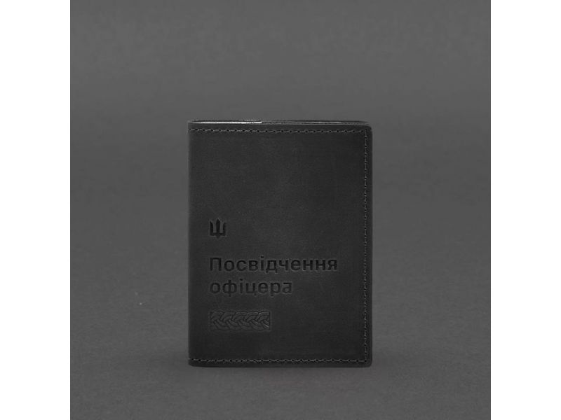 Кожаная обложка для удостоверения офицера 9.2 Черная Crazy Horse, фото 5