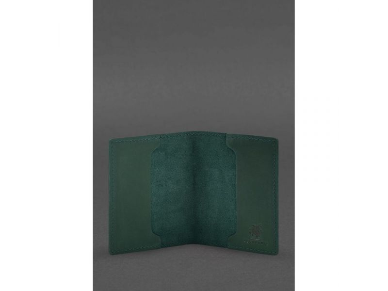 Кожаная обложка для удостоверения офицера 9.2 зеленая Crazy Horse, фото 2