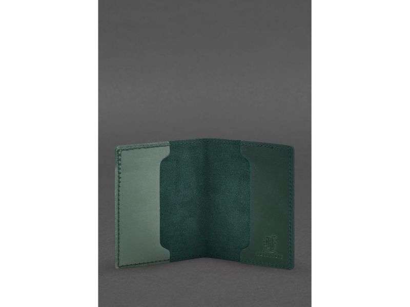 Кожаная обложка для удостоверения офицера 9.2 зеленая Crazy Horse, фото 3