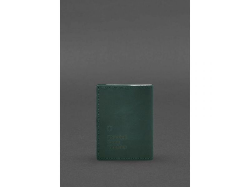 Кожаная обложка для удостоверения офицера 9.2 зеленая Crazy Horse, фото 4