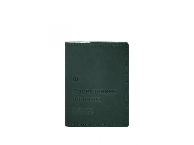 Кожаная обложка для удостоверения офицера 9.2 зеленая Crazy Horse, фото 6