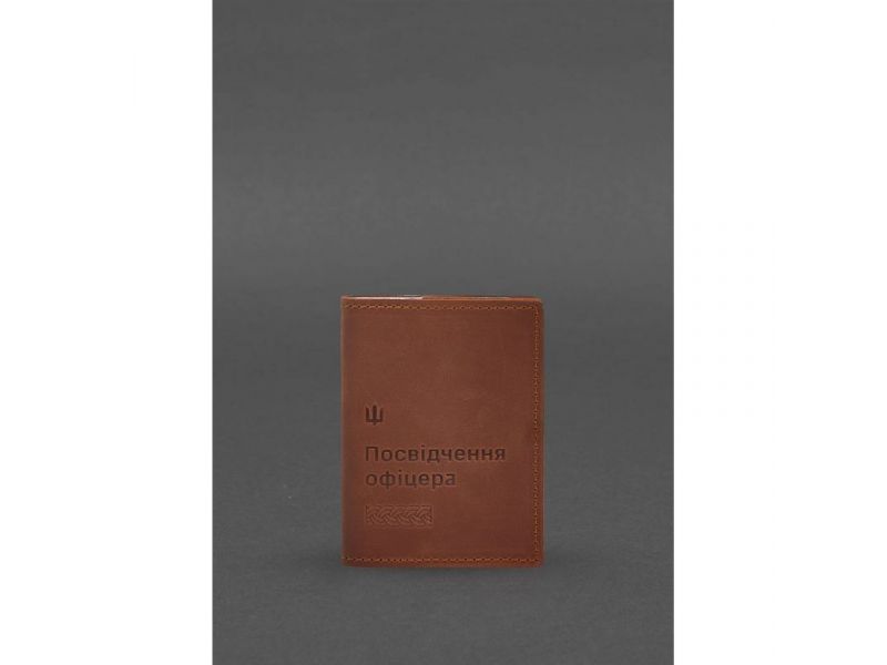 Кожаная обложка для удостоверения офицера 9.2 светло-коричневая Crazy Horse, фото 1