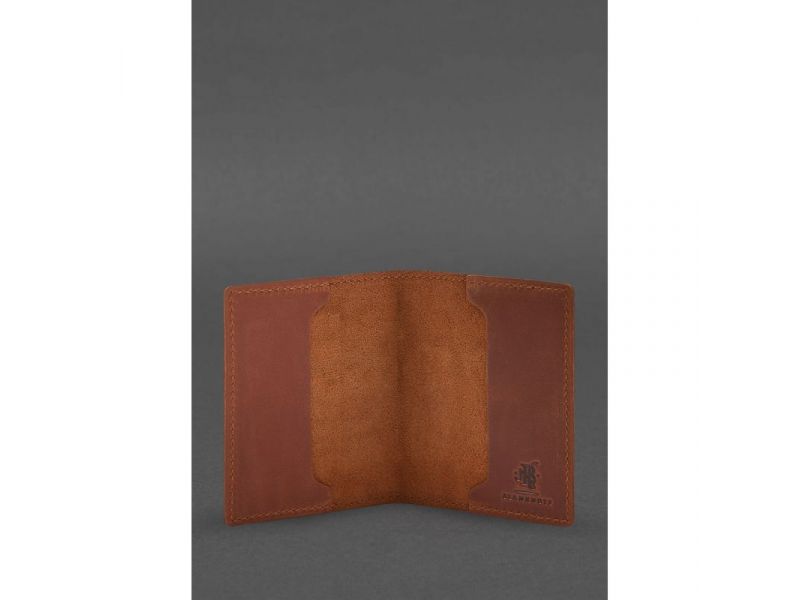 Кожаная обложка для удостоверения офицера 9.2 светло-коричневая Crazy Horse, фото 2