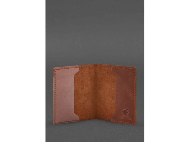 Кожаная обложка для удостоверения офицера 9.2 светло-коричневая Crazy Horse, фото 3