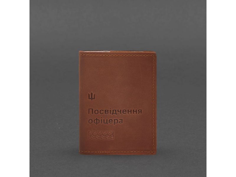 Кожаная обложка для удостоверения офицера 9.2 светло-коричневая Crazy Horse, фото 5