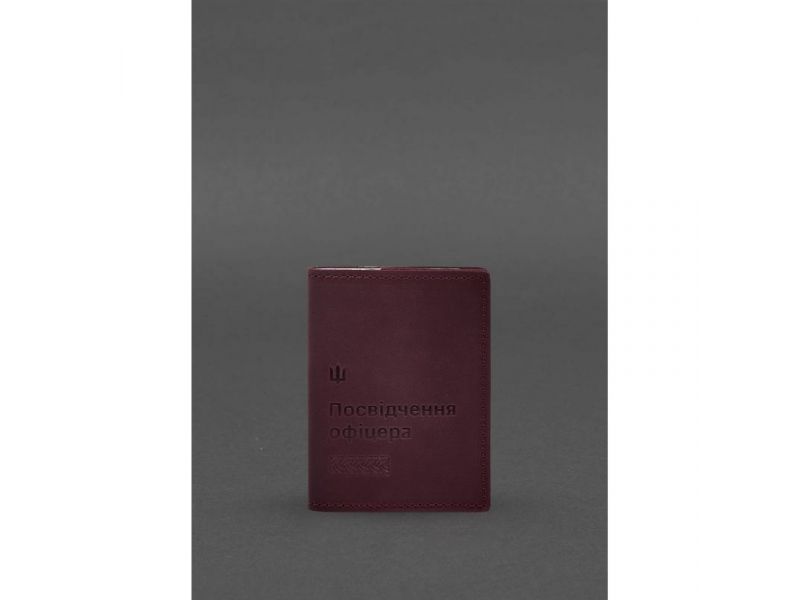 Кожаная обложка для удостоверения офицера 9.2 бордовая Crazy Horse, фото 1