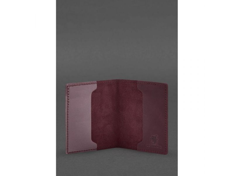 Кожаная обложка для удостоверения офицера 9.2 бордовая Crazy Horse, фото 2