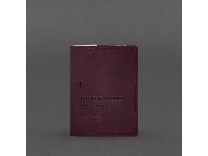Кожаная обложка для удостоверения офицера 9.2 бордовая Crazy Horse, фото 5