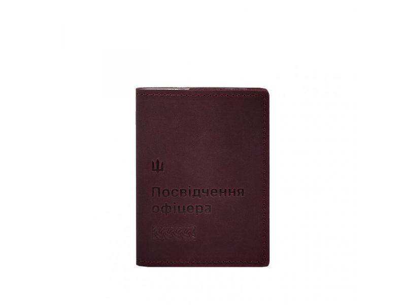 Кожаная обложка для удостоверения офицера 9.2 бордовая Crazy Horse, фото 6