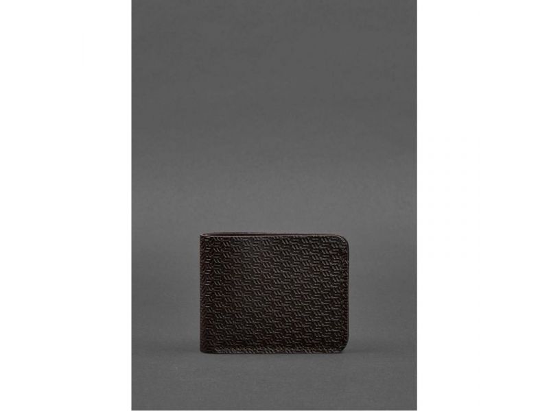 Кожаное портмоне 4.4 (с зажимом) Темно-коричневый краст карбон, фото 1