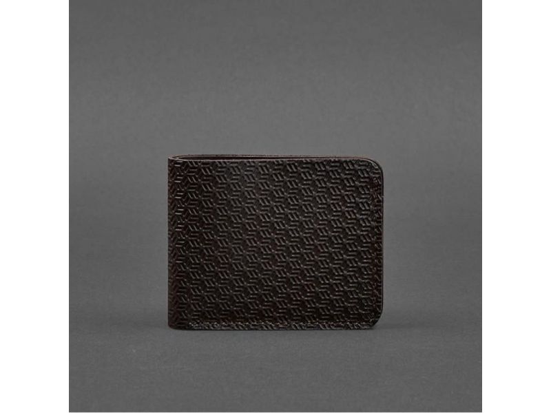 Кожаное портмоне 4.4 (с зажимом) Темно-коричневый краст карбон, фото 4