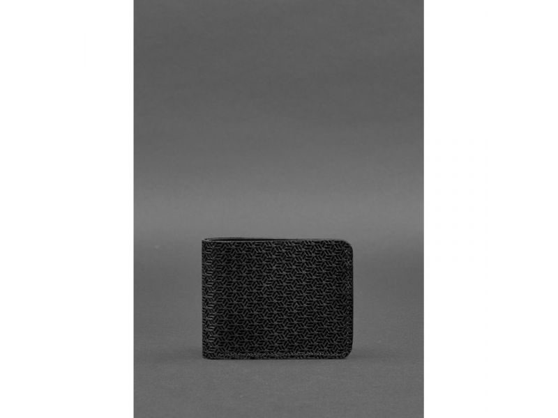 Кожаное портмоне 4.4 (с зажимом) черный Crazy Horse карбон, фото 1