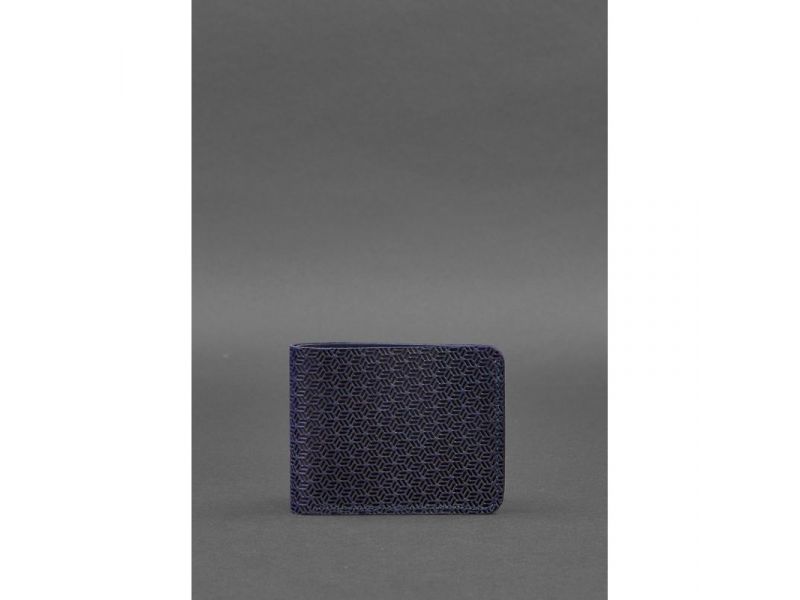 Кожаное портмоне 4.4 (с зажимом) синий Crazy Horse карбон, фото 1