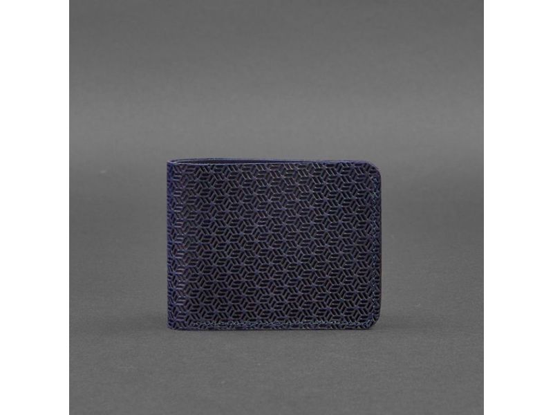 Кожаное портмоне 4.4 (с зажимом) синий Crazy Horse карбон, фото 4