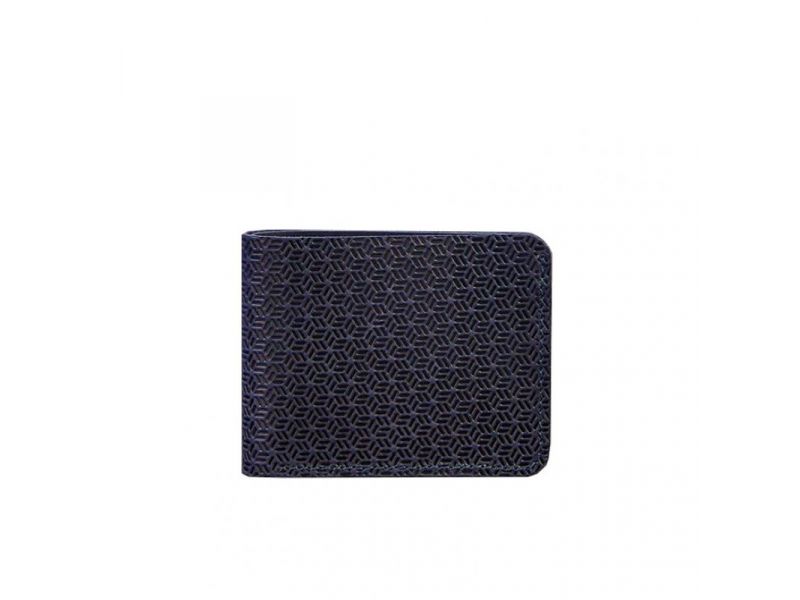 Кожаное портмоне 4.4 (с зажимом) синий Crazy Horse карбон, фото 5